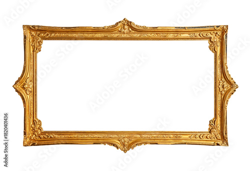 Ornate Golden Picture Frame with Transparent Background