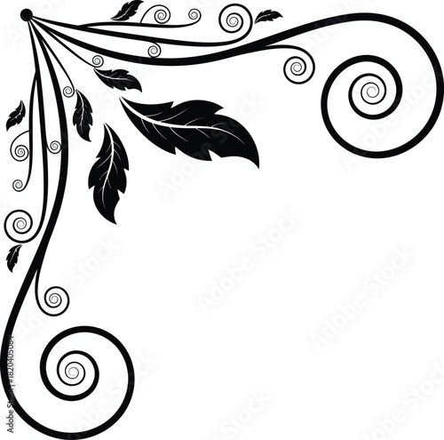 Floral corner design vector illustration black and white decoration art eps silhouette