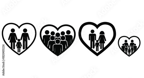Family love heart icon vector illustration graphic design symbol