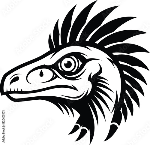 Vector graphic of a velociraptor head isolated on white background art eps silhouette