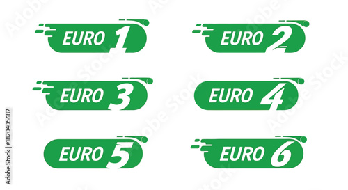 Euro emission standards green vehicle technology vector graphics