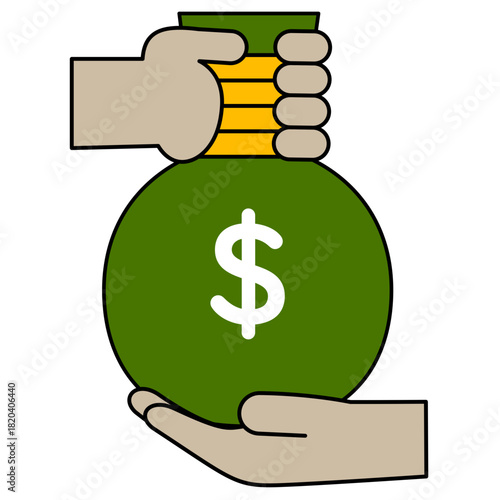 Illustration of Hands Holding a Money Bag