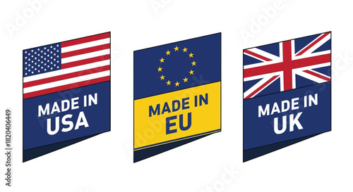 Made in usa eu uk product origin country of manufacture flags labels