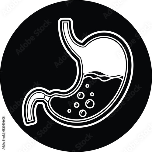 Stomach diagram illustration for digestive health and medical concept eps silhouette
