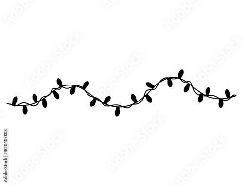 Whimsical String of Festive Lights Silhouette for Holiday Decor and Celebrations, Black & White