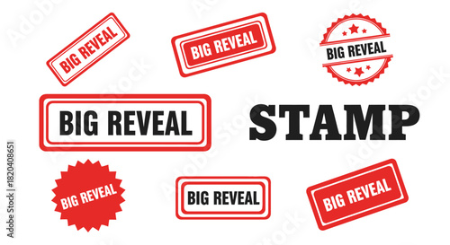 Big reveal stamps vector graphics for marketing and promotion use