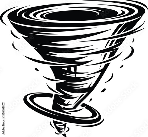 Tornado vector illustration black and white graphic weather disaster art eps silhouette