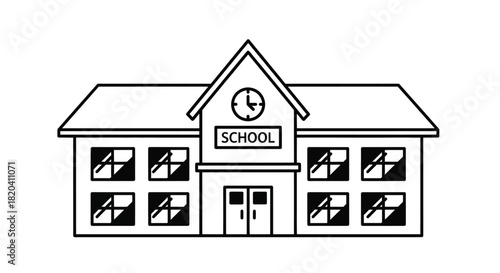 Modern school building illustration for back to school resources