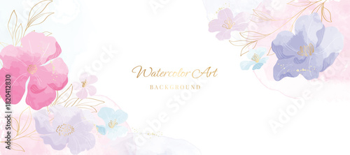 Spring and summer Background watercolor arrangements with small flower. Botanical illustration minimal style.