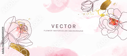 Spring and summer Background watercolor arrangements with small flower. Botanical illustration minimal style.