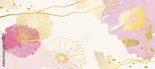 Spring and summer Background watercolor arrangements with small flower. Botanical illustration minimal style.
