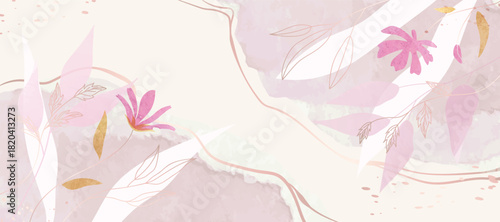 Spring and summer Background watercolor arrangements with small flower. Botanical illustration minimal style.