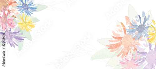 Spring and summer Background watercolor arrangements with small flower. Botanical illustration minimal style.