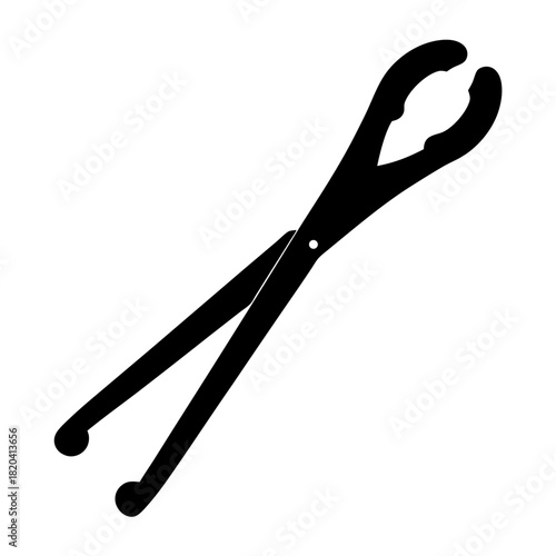 Black silhouette illustration of metal tongs used for blacksmithing or forging