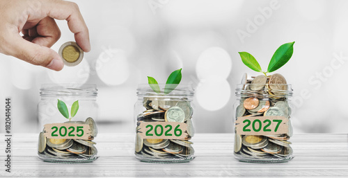 Money savings for future, collecting money, money investment concepts