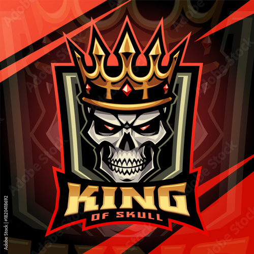 King of skull esport mascot logo design
