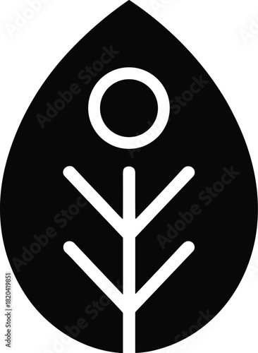 Stylized leaf icon with internal structure representing growth and nature