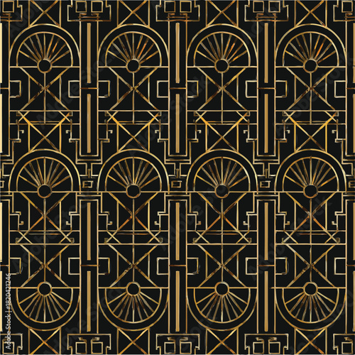  Art Deco Geometric Pattern with Gold Accents - Elegant and Luxurious Design