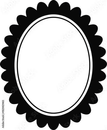 Scalloped oval frame vector graphic design element for text, image, or logo