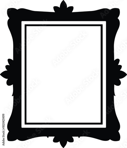 Ornate black classic vintage picture frame decorative border design element
