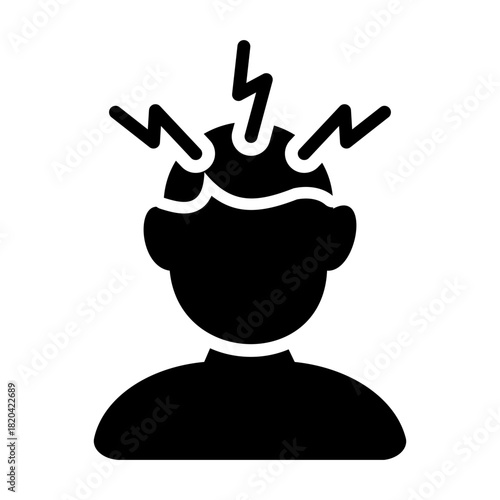 Mental health solid icon.  Panic attack illustration.