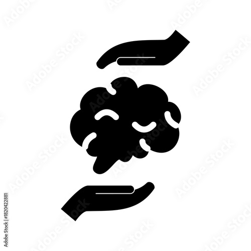 Mental health solid icon. Brain illustration.