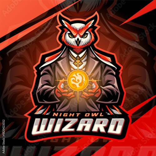 Owl wizard esport mascot logo design
