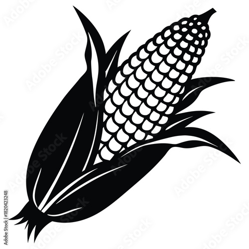 A black silhouette of a corn vector
