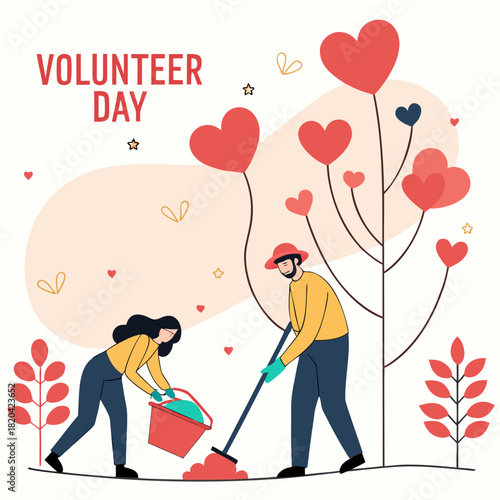 Celebrate Volunteer Day with heartfelt community service of planting a tree with love and cheerful dedication
