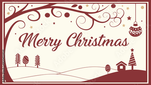 Enchanting Merry Christmas greeting with rustic holiday charm and a touch of traditional festive spirit