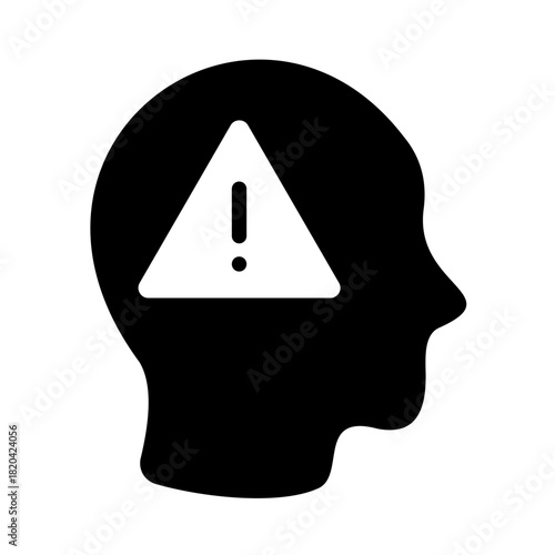 Mental health solid icon. Anxiety illustration.