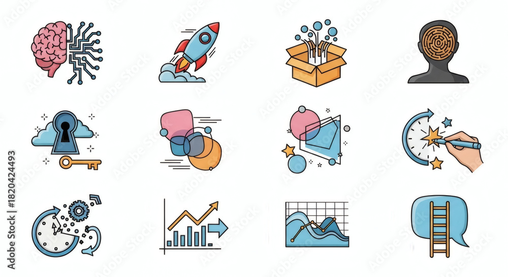 Naklejka premium Modern business and technology concepts for innovation, growth, and strategic development. Digital transformation and problem-solving ideas.