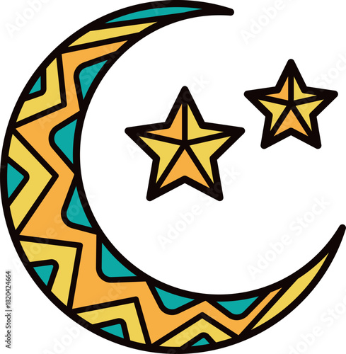 Crescent moon and stars whimsical celestial design