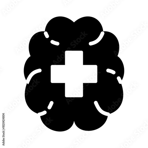 Mental health solid icon. Neurology illustration.