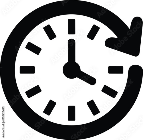 Time clock icon with refresh arrow symbolizing cycle, update, and history