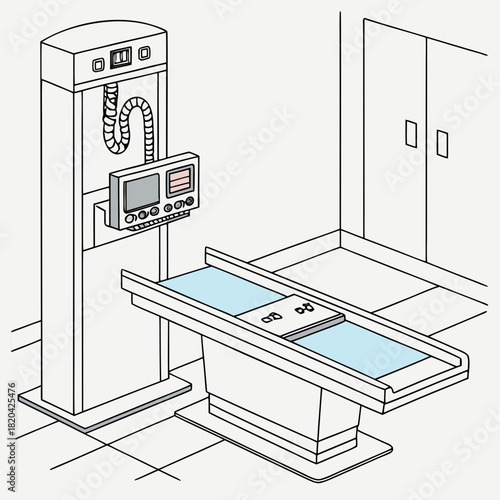 Medical X-ray machine illustration for hospital diagnostic imaging needs and healthcare facilities design mockups