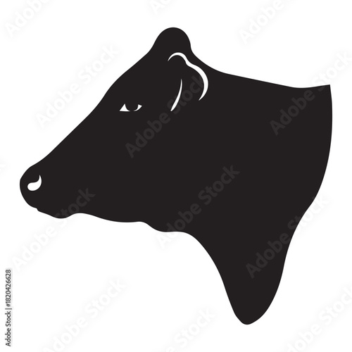 Black angus cattle head silhouette vector flat illustration design