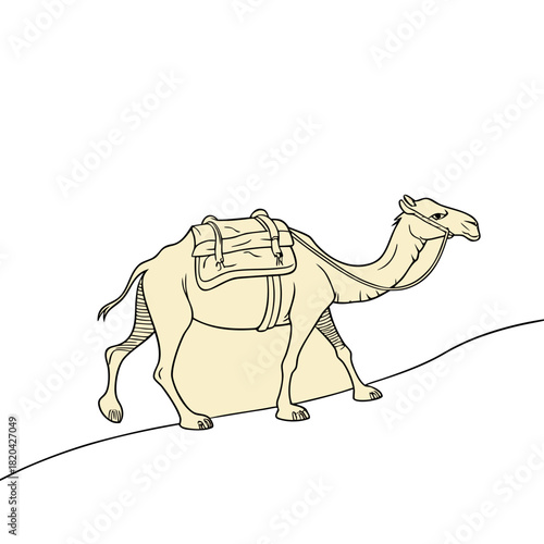 Journey into the desert with a noble camel, perfect for travel ads, culture promos, or educational materials