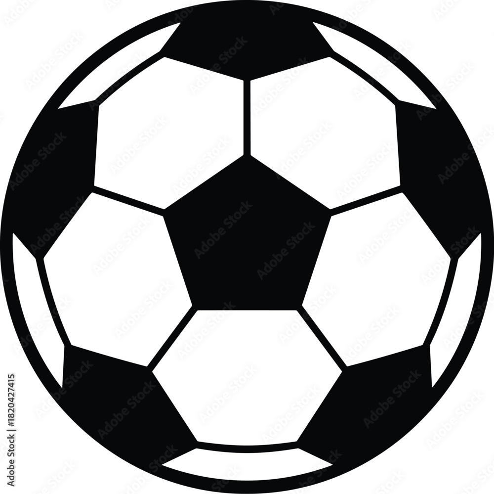 Fototapeta premium Classic black and white soccer ball icon, traditional football sports graphic