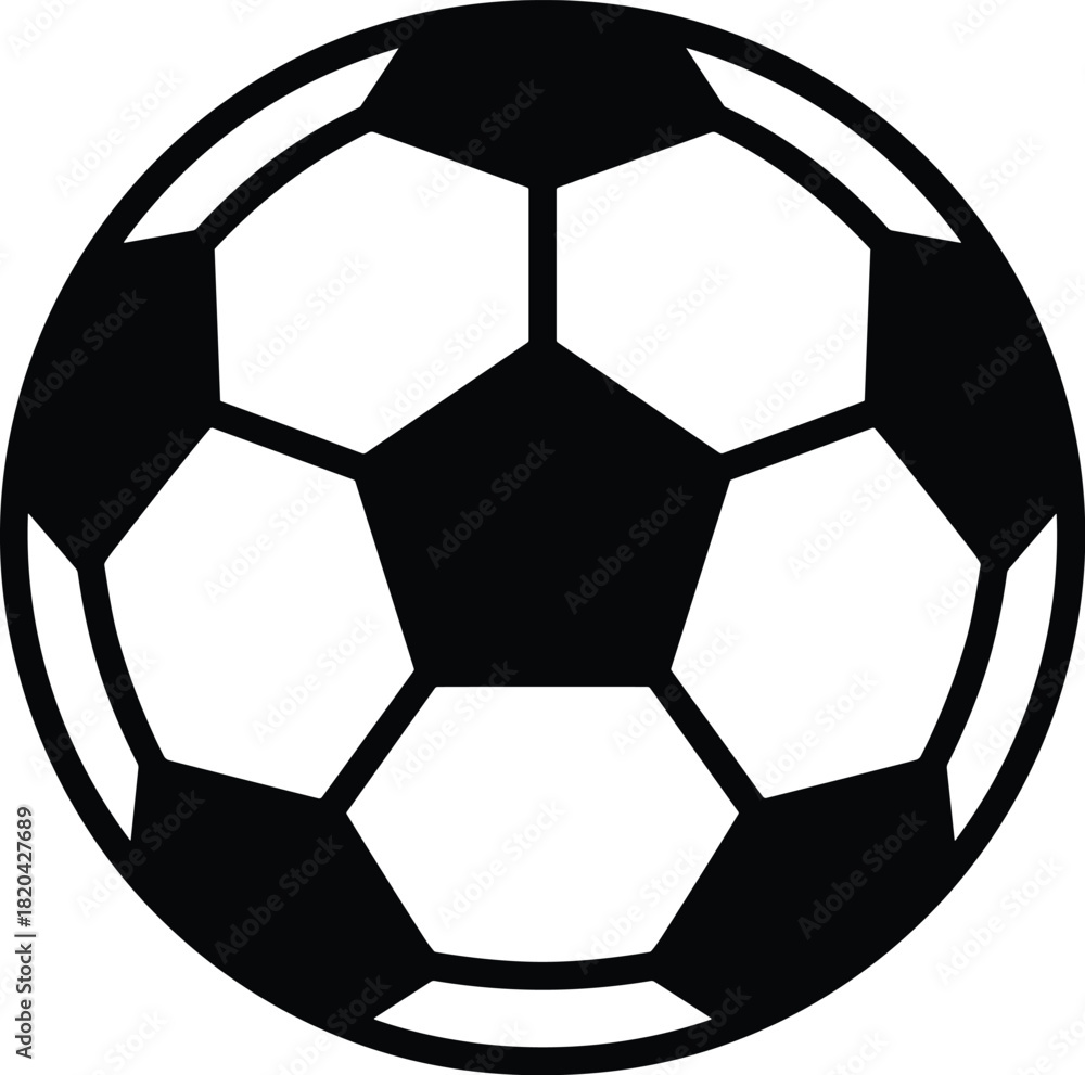 Fototapeta premium Soccer ball icon with classic black and white hexagonal pattern on white