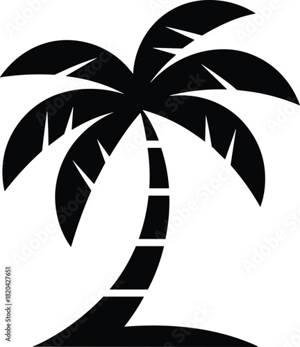 Stylized black tropical palm tree silhouette vector icon design element
