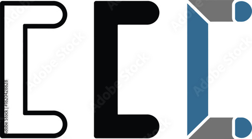 Three Variations of the Letter C Icon vector illustration , three, icon, variations, number, 3d, symbol, 