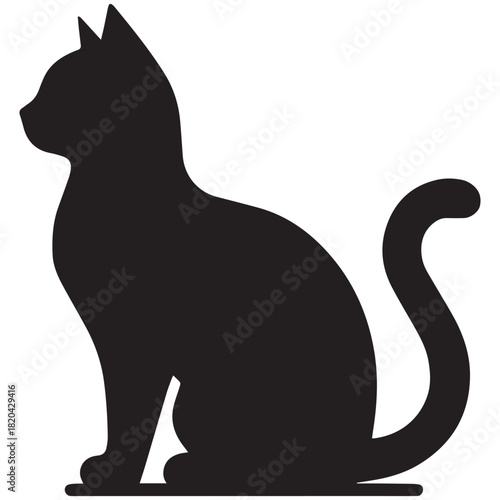 black cat shape icon silhouette vector flat illustration design on white background