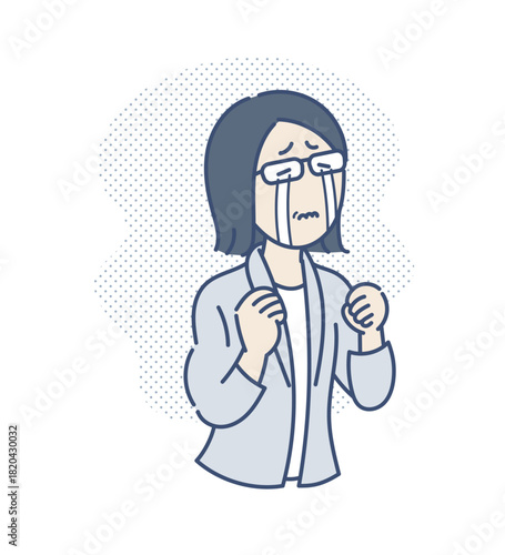 悔し涙を流す40代ビジネスウーマンのイラスト