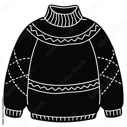 A black silhouette of a cozy sweater vector