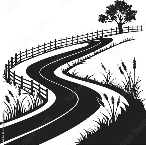 road tree grass vector
