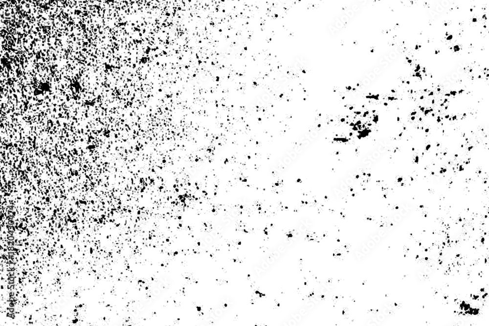Fototapeta premium Gritty black texture overlay with scattered dust particles and speckles on a clean canvas.