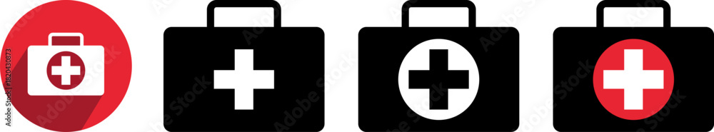 Fototapeta premium Medical symbol on red and black bags and oval shape