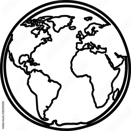 Earth outline vector globe illustration world map geography continents eps silhouette
