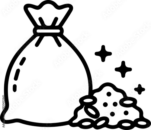 Bag of money success concept with sparkling coins